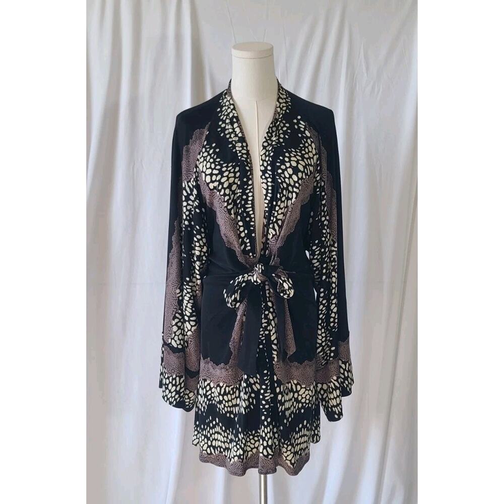 Issa London Womens Black Abstract Kimono Silk Jersey Mini Dress US 12